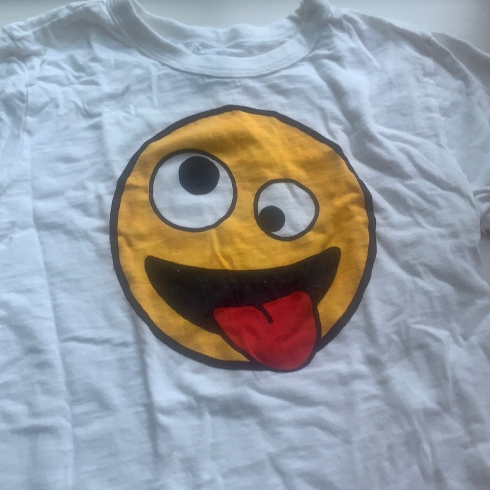 J Crew crew cuts white silly face tee shirt